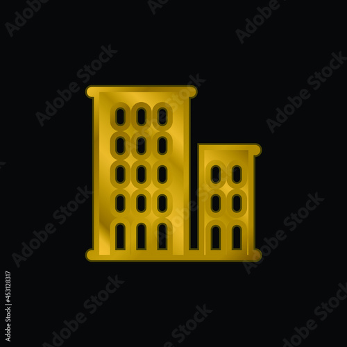 Apartments gold plated metalic icon or logo vector