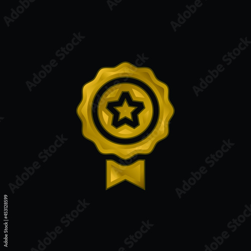 Award gold plated metalic icon or logo vector