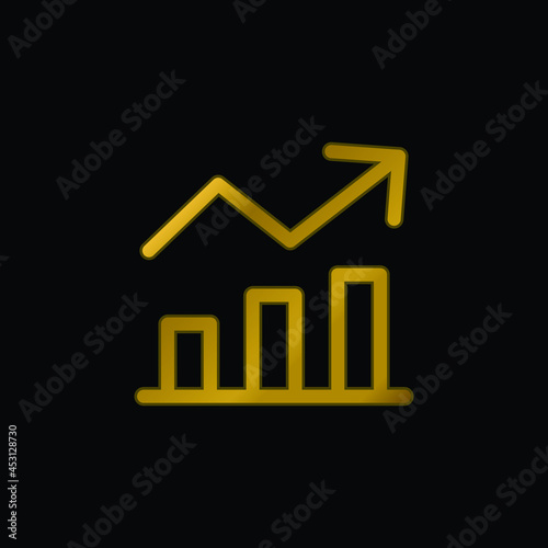 Analytics gold plated metalic icon or logo vector