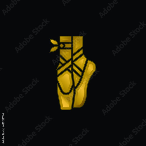 Ballet gold plated metalic icon or logo vector