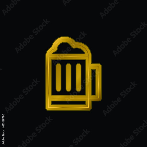 Beer gold plated metalic icon or logo vector