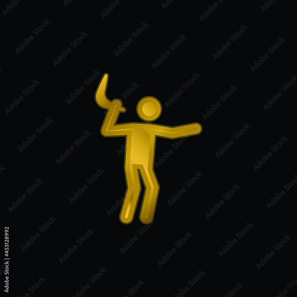 Boomerang gold plated metalic icon or logo vector Boomerang gold plated metalic icon or logo vector