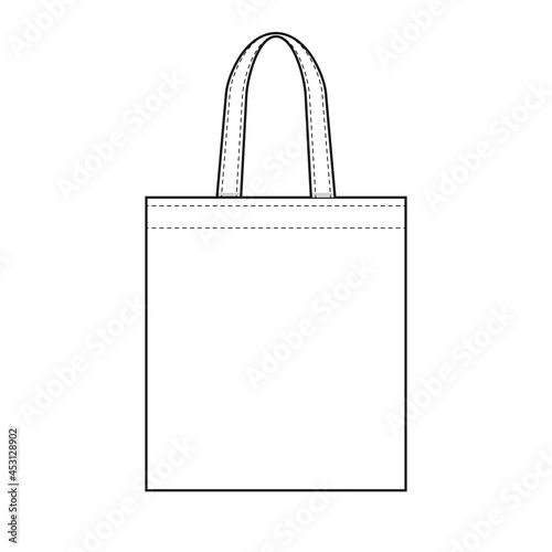 No plastic concept. Recycle shopping bag. Canvas shoulder tote. Isolated vector clip art.