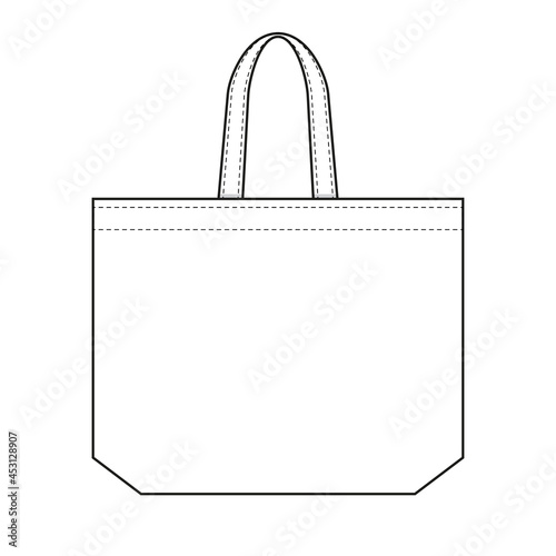 No plastic concept. Recycle shopping bag. Canvas shoulder tote. Isolated vector clip art.