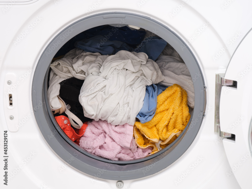 Laundry inside a washing machine