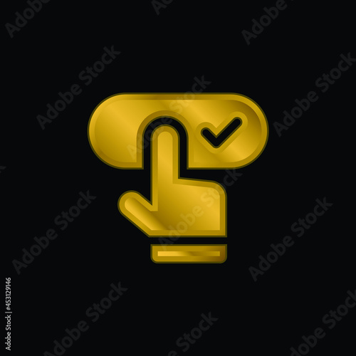 Booking gold plated metalic icon or logo vector