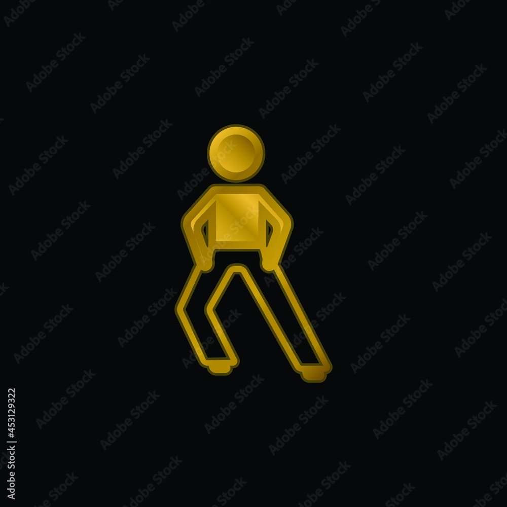 Boy Stretching Legs gold plated metalic icon or logo vector Boy Stretching Legs gold plated metalic icon or logo vector