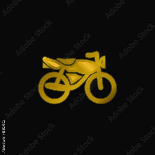 Black Motorbike gold plated metalic icon or logo vector