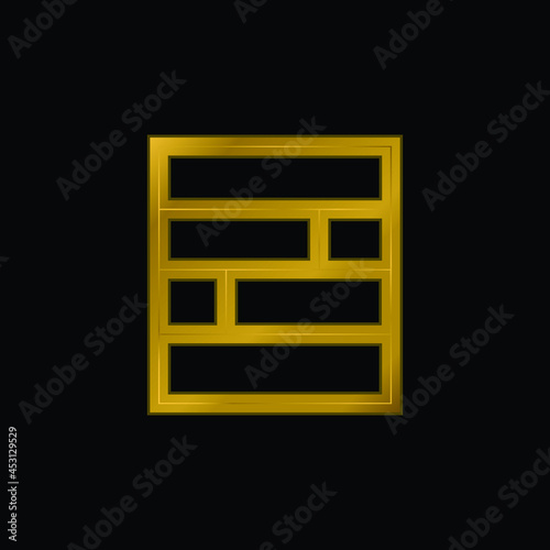 Bricks Pattern Square Button Interface Symbol gold plated metalic icon or logo vector