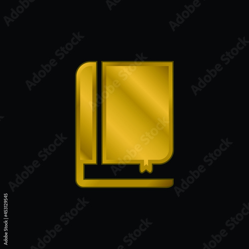 Book And Bookmark gold plated metalic icon or logo vector