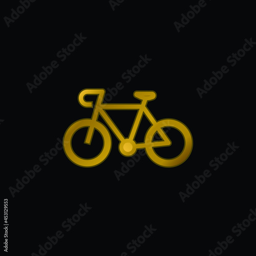 Bicycle gold plated metalic icon or logo vector