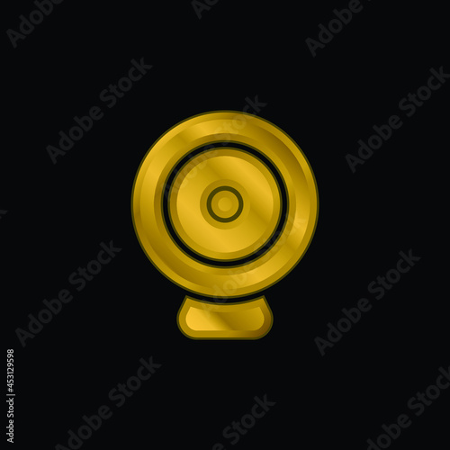 Big Webcam gold plated metalic icon or logo vector