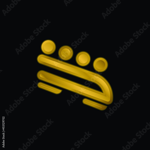 Bobsled gold plated metalic icon or logo vector