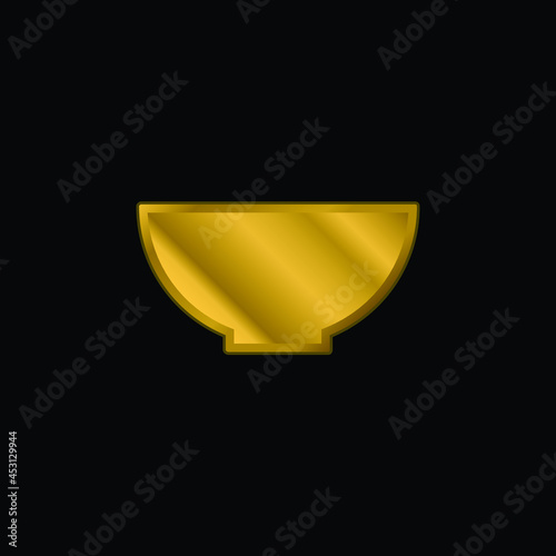Bowl gold plated metalic icon or logo vector