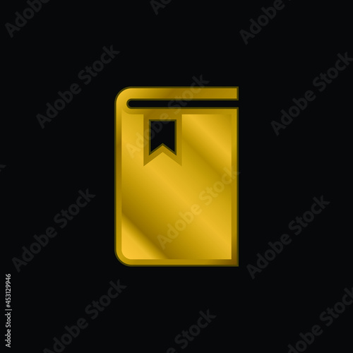 Book gold plated metalic icon or logo vector