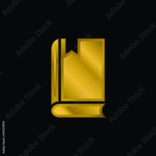 Book gold plated metalic icon or logo vector