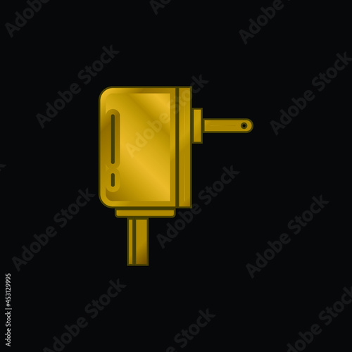 Adapter gold plated metalic icon or logo vector