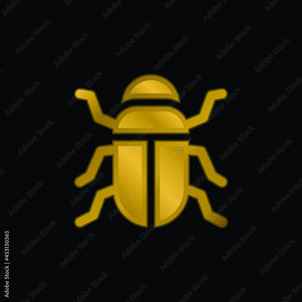 Beetle gold plated metalic icon or logo vector Beetle gold plated metalic icon or logo vector