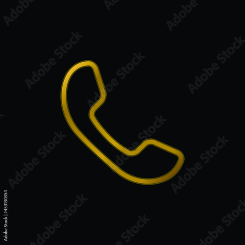 Auricular Of Phone gold plated metalic icon or logo vector