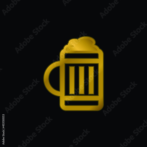 Beer Jar gold plated metalic icon or logo vector