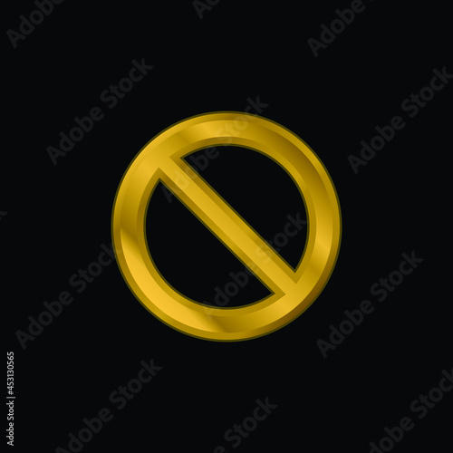 Banned Sign gold plated metalic icon or logo vector