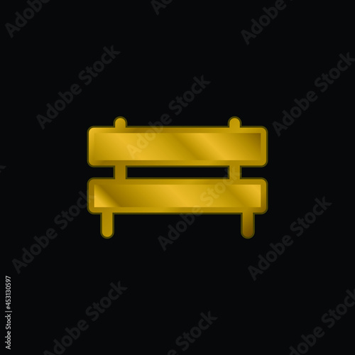Bench gold plated metalic icon or logo vector