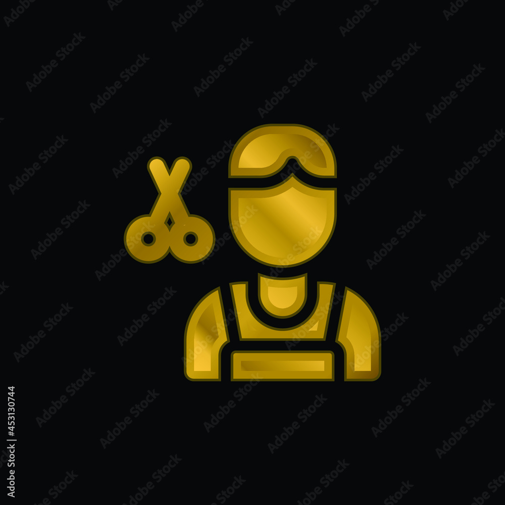 Barber gold plated metalic icon or logo vector Barber gold plated metalic icon or logo vector