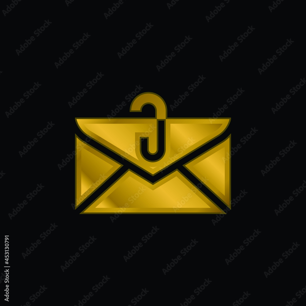 Attachment gold plated metalic icon or logo vector Attachment gold plated metalic icon or logo vector