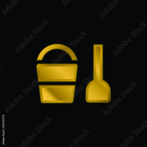 Beach Toy gold plated metalic icon or logo vector