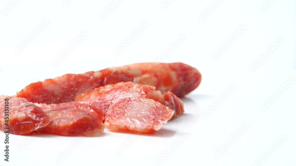 Fresh sausage on pure white background