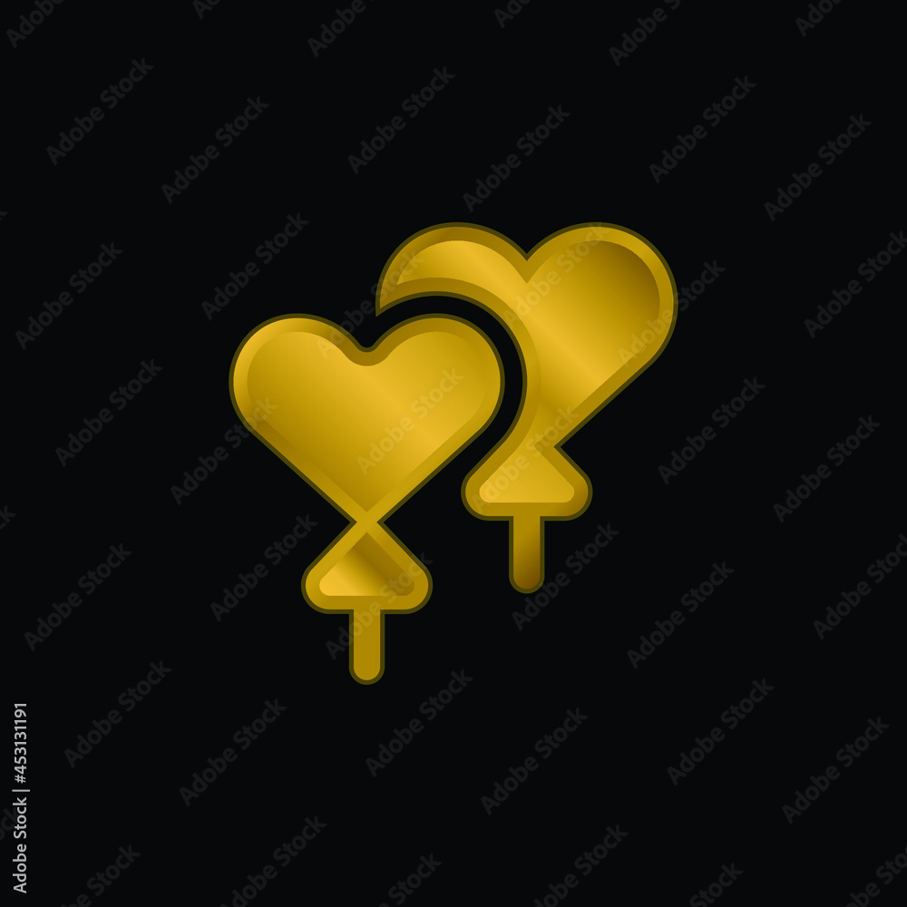 Balloons gold plated metalic icon or logo vector Balloons gold plated metalic icon or logo vector