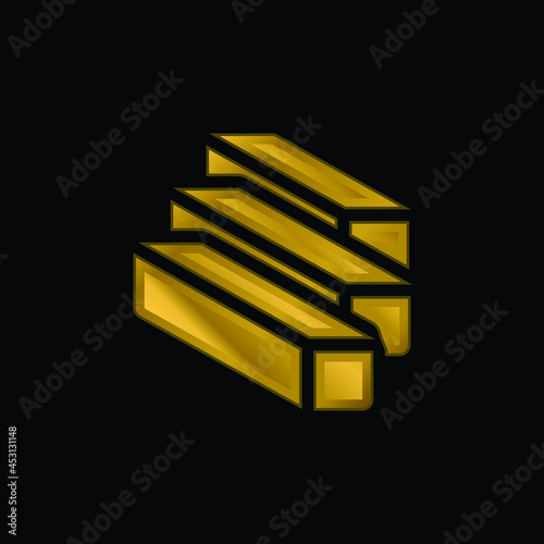 Beam gold plated metalic icon or logo vector