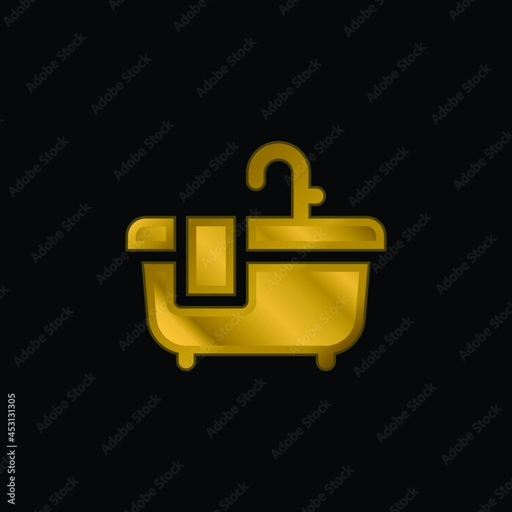 Bathtub gold plated metalic icon or logo vector Bathtub gold plated metalic icon or logo vector