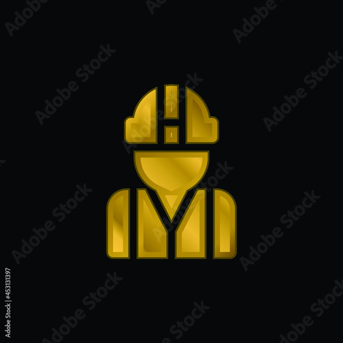 Architect gold plated metalic icon or logo vector