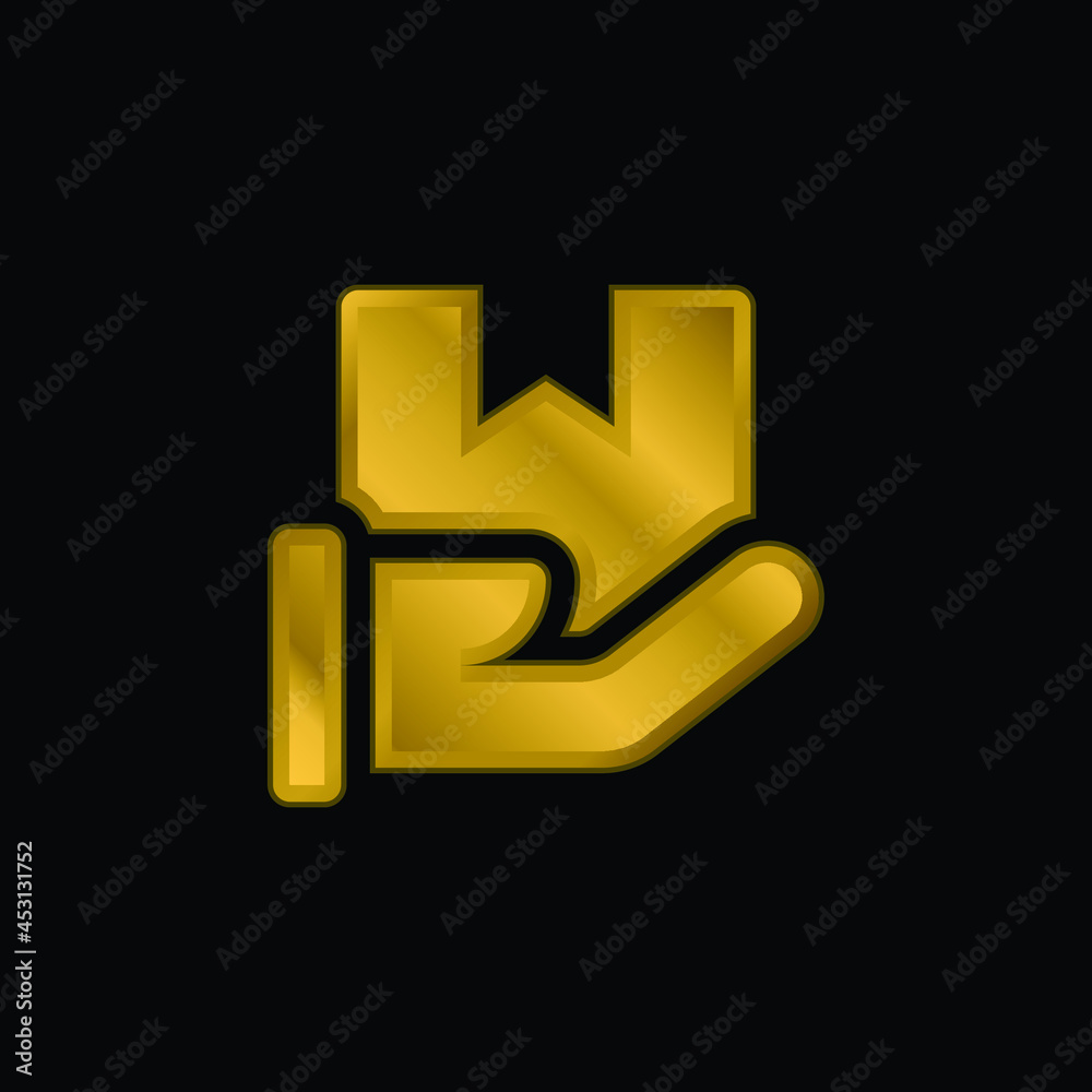 Box gold plated metalic icon or logo vector Box gold plated metalic icon or logo vector