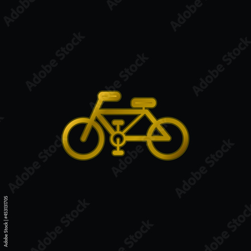 Bicycle Ecological Transport gold plated metalic icon or logo vector