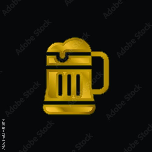 Beverage gold plated metalic icon or logo vector
