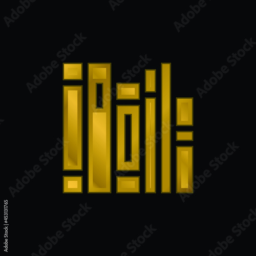 Books gold plated metalic icon or logo vector
