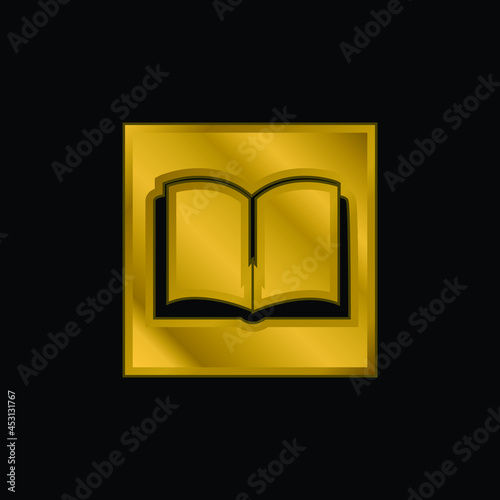Book In Square gold plated metalic icon or logo vector