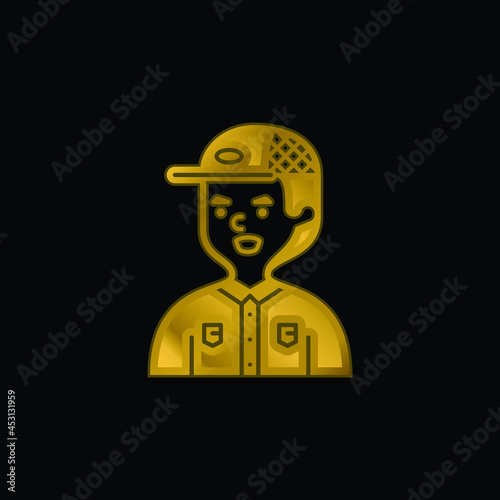 Boy gold plated metalic icon or logo vector