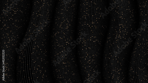 Vector warped lines background. Flexible stripes twisted as silk forming volumetric folds. Colorful stripes with variable width. Modern abstract creative backdrop