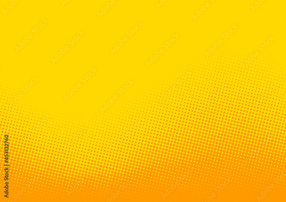 Abstract yellow and orange halftone dotted background.