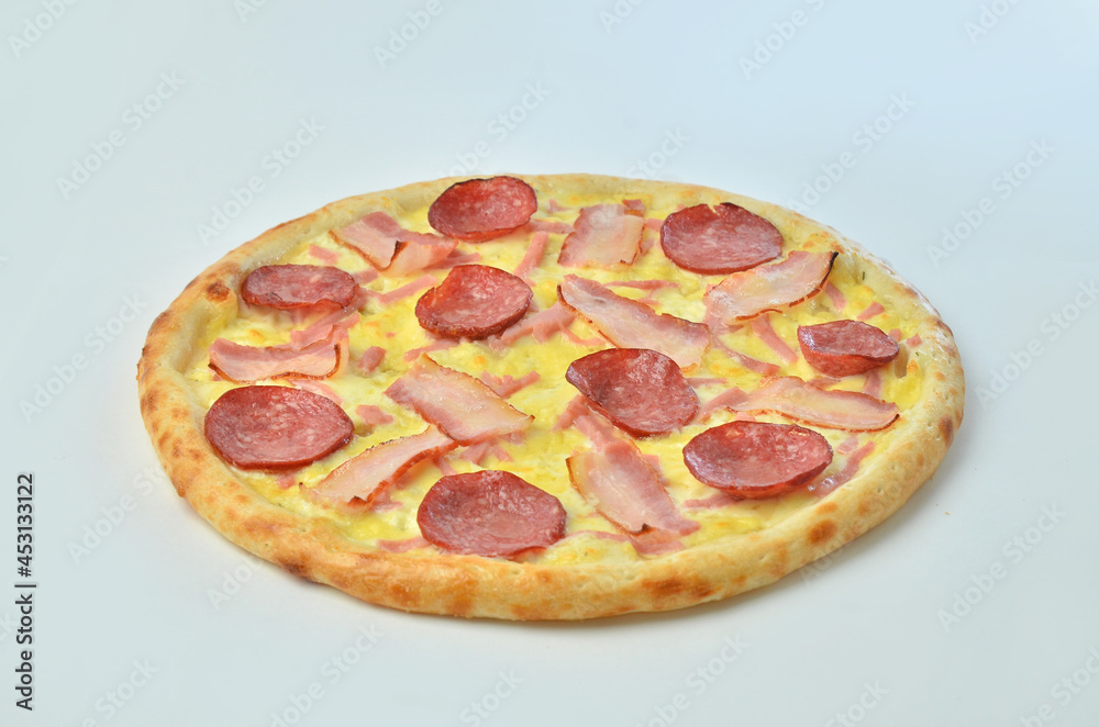 pizza with meat ham and salami