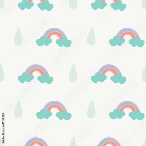 Vector Pastel Rainbow seamless pattern background perfect for fabric, scrapbooking, wallpaper, web and graphic projects.
