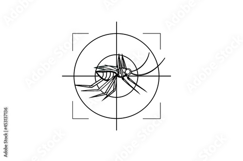 Cartoon of Aedes mosquito illustration vector.Mosquitoes carry many disease such as dengue fever, zika disease,enchaphalitits and else.Lock the target to destroy the mosquitoes.