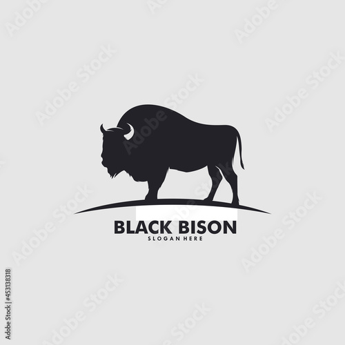 Great wild bison simple flat logo design concept