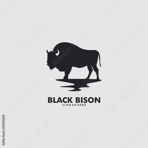 Great wild bison simple flat logo design concept