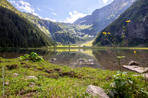 summer dayon the Hintersee lake in Austrian Alps photo