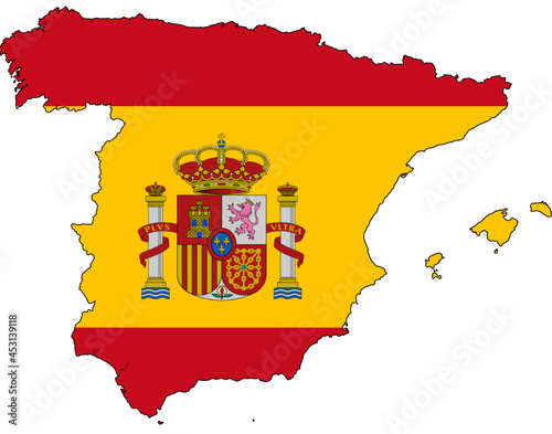 map with flag spain