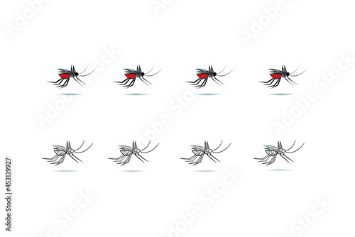 Cartoon of Aedes mosquito illustration vector.Mosquitoes carry many disease such as dengue fever, zika disease,enchaphalitits and else.Lock the target to destroy the mosquitoes.